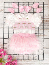 Load image into Gallery viewer, &quot;TINKERBELL&quot; Pink Hand-Smocked Dress &amp; Hair Accessories TWO LEFT
