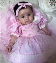 Load image into Gallery viewer, &quot;TINKERBELL&quot; Pink Hand-Smocked Dress &amp; Hair Accessories TWO LEFT
