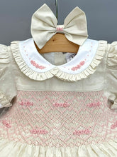 Load image into Gallery viewer, NEW SEASON &quot;TINKERBELL&quot; CREAM Hand-Smocked Dress &amp; Hair Accessories
