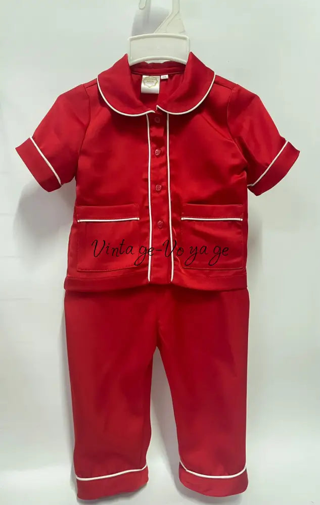 PRE-ORDER‼️NEW🎄HOLLY SILK/SATIN BOYS RED♥️DRESSING GOWN & PYJAMA SET👑 pyjama set