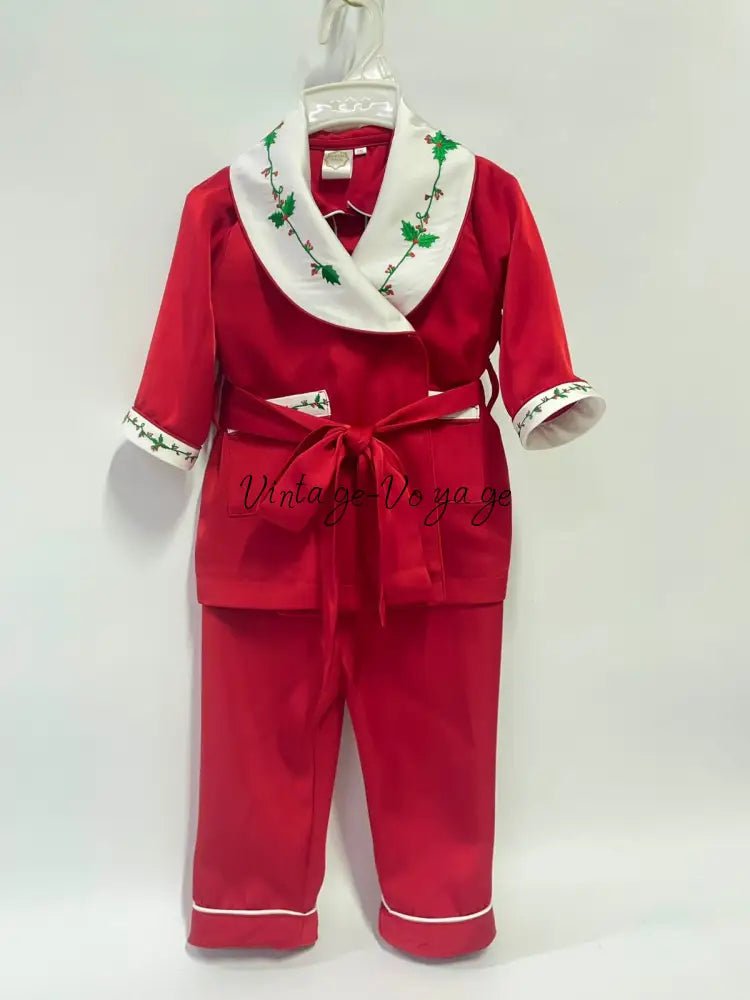 PRE-ORDER‼️NEW🎄HOLLY SILK/SATIN BOYS RED♥️DRESSING GOWN & PYJAMA SET👑 pyjama set