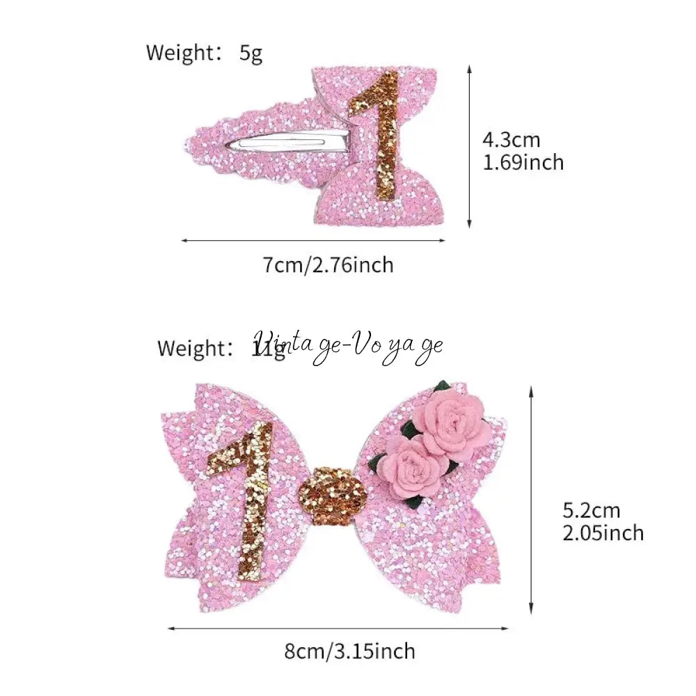 NEW! PINK SHIMMERING BIRTHDAY HAIR CLIP. SET OF TWO. SECOND Hair Pins Claws & Clips