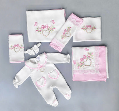 NEW🤩HAND-CRAFTED 🧵🪡PREMIUM SILK/SATIN BABY 👼6-piece BEDDING SET💞