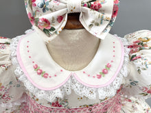 Load image into Gallery viewer, NEW SEASON! &quot;HOLLY&quot; Front &amp; Back Floral Cotton Hand-Smocked Dress &amp; Hair Accessories
