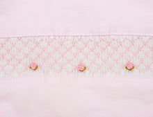 Load image into Gallery viewer, NEW &quot;ROSEBUD&quot; Pink Smocked Babygrow &amp; Bib Set SALE SALE SALE
