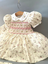 Load image into Gallery viewer, NEW SEASON &quot;CHELSEA&quot; CREAM Plumeti Cotton Hand-Smocked Dress &amp; Hair Accessories
