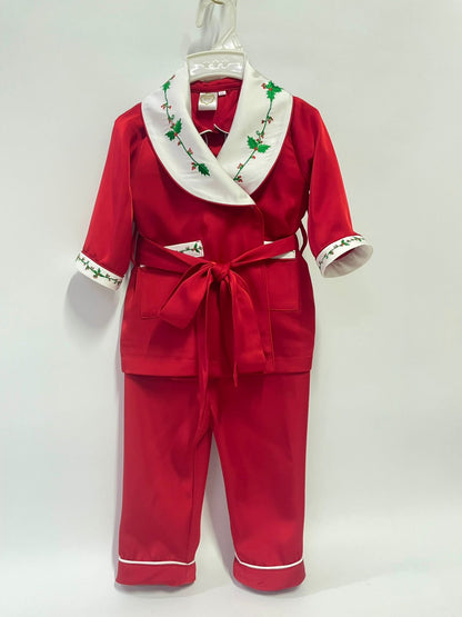 PRE-ORDER‼️NEW🎄HOLLY SILK/SATIN BOYS RED♥️DRESSING GOWN & PYJAMA SET👑 pyjama set