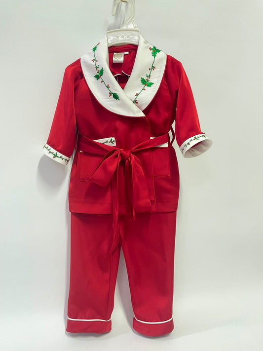 PRE-ORDER‼️NEW🎄HOLLY SILK/SATIN BOYS RED♥️DRESSING GOWN & PYJAMA SET👑 pyjama set