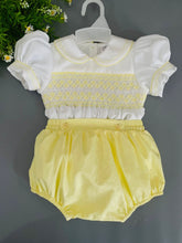 Load image into Gallery viewer, NEW SEASON!  &quot;SUNSHINE&quot;LEMON Hand-Smocked Dress &amp; Hair Accessories
