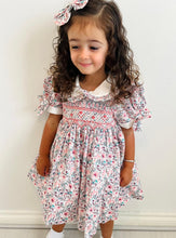 Load image into Gallery viewer, &quot;VERA&quot; Floral Hand-Smocked Pink Floral Dress &amp; Hair Accessories
