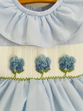 Load image into Gallery viewer, NEW SEASON &quot;ANEMONE&quot; Blue Hand-Smocked Dress &amp; Hair Accessories

