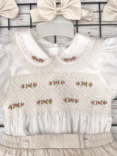 Load image into Gallery viewer, NEW SEASON! &quot;VIVIENNE&quot; CREAM Hand-Smocked Cotton/Mesh Baby Outfit
