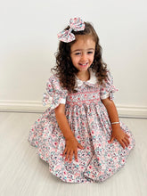 Load image into Gallery viewer, &quot;VERA&quot; Floral Hand-Smocked Pink Floral Dress &amp; Hair Accessories
