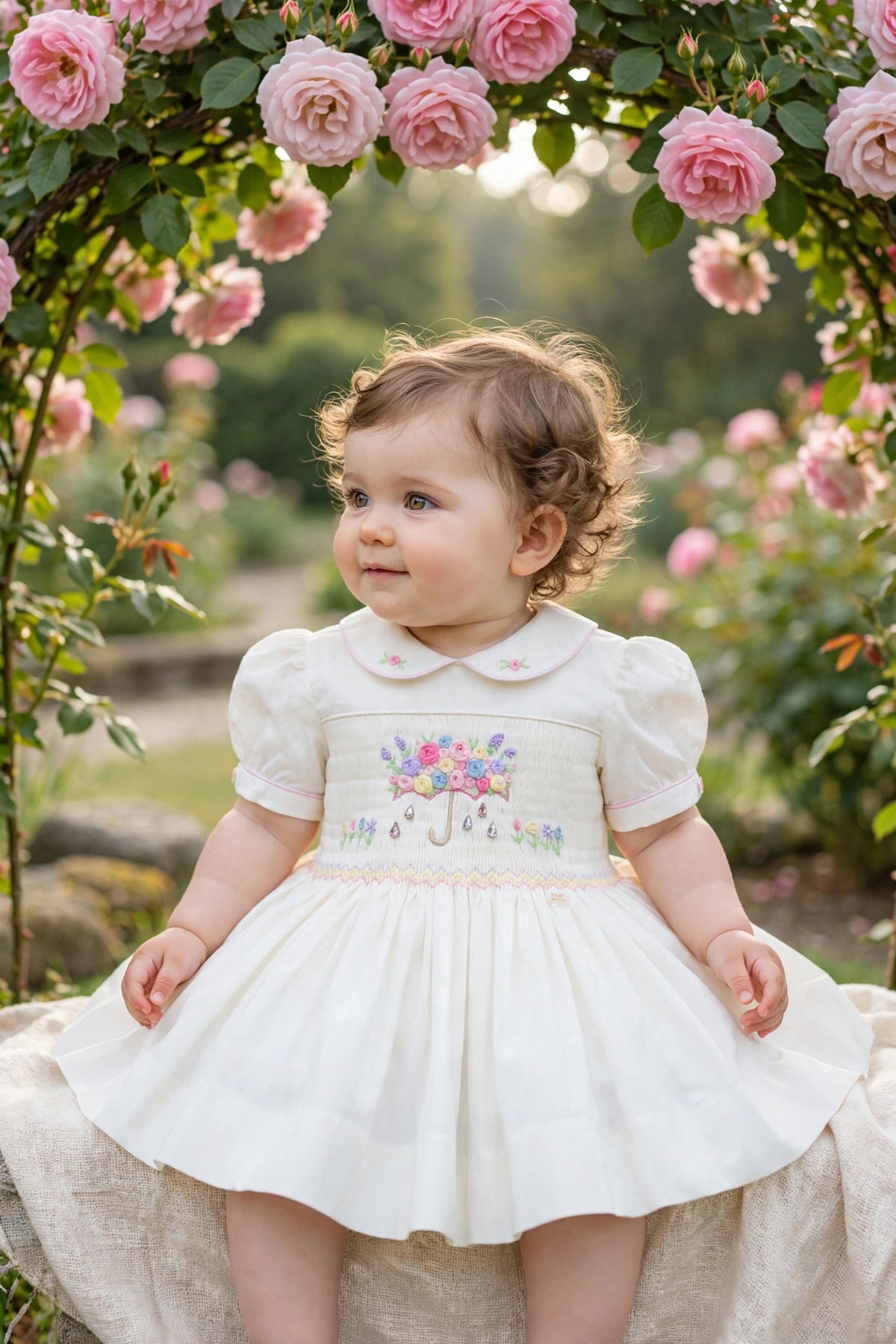 NEW SEASON☔️🍁GEMMA💎HAND-SMOCKED🧵🪡👑CREAM🍦DRESS & ACCESSORIES🎀
