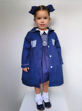Load image into Gallery viewer, &quot;NANCY&quot; NAVY BLUE Hand-Smocked Dress &amp; Two Bows ONE LEFT
