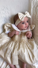 Load image into Gallery viewer, &quot;VANESSA&quot; CREAM Hand-Smocked Dress &amp; Hair Accessories TWO LEFT
