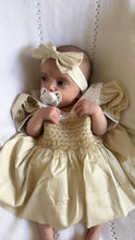 Load image into Gallery viewer, &quot;VANESSA&quot; CREAM Hand-Smocked Dress &amp; Hair Accessories TWO LEFT
