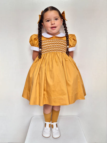 PARIS DARK AMBER Hand-Smocked Dress & Hair Accessories🎀🎀 SALE