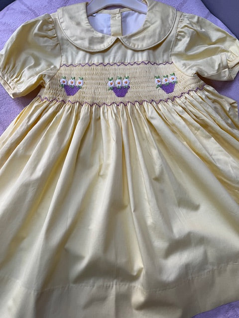 SAMPLE SALE!! ONE DRESS ONLY! LEMON EASTER HAND-SMOCKED DRESS