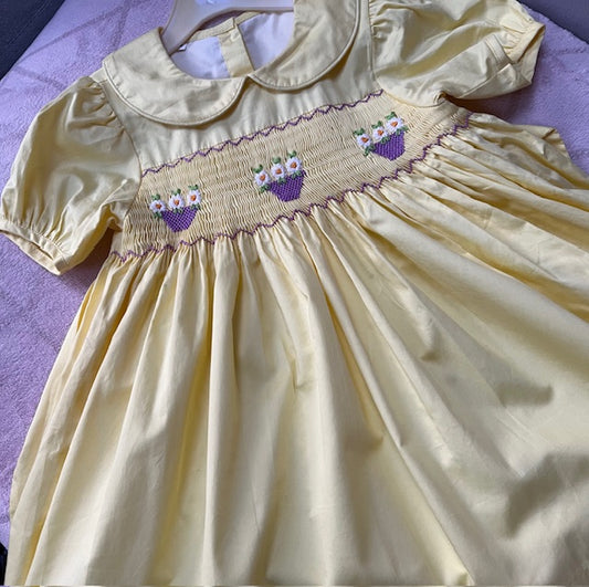 SAMPLE SALE!! ONE DRESS ONLY! LEMON EASTER HAND-SMOCKED DRESS