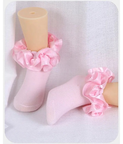 NEW! Baby Girls Pink Ruffled Cotton Socks