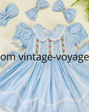 Load image into Gallery viewer, NEW DAPHNE Blue  Hand-Embroidered Dress &amp; Hair Accessories
