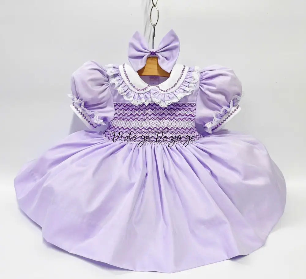 PRE-ORDER & GET IT NEXT WEEK! NEW! ANNALISE LILAC HAND-SMOCKED DRESS & HAIR ACCESSORIES 3M Baby & Toddler Dresses