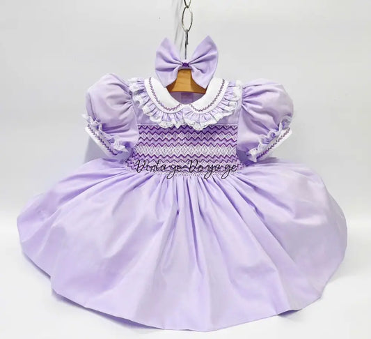 PRE-ORDER & GET IT NEXT WEEK! NEW! ANNALISE LILAC HAND-SMOCKED DRESS & HAIR ACCESSORIES 3M Baby & Toddler Dresses