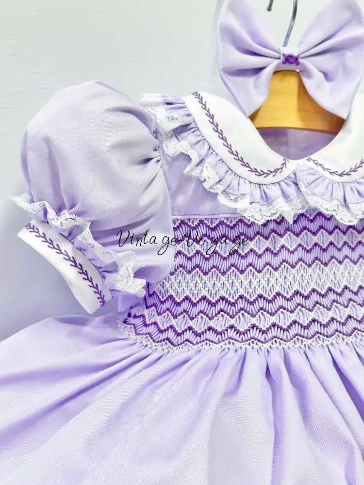 PRE-ORDER & GET IT NEXT WEEK! NEW! ANNALISE LILAC HAND-SMOCKED DRESS & HAIR ACCESSORIES Baby & Toddler Dresses
