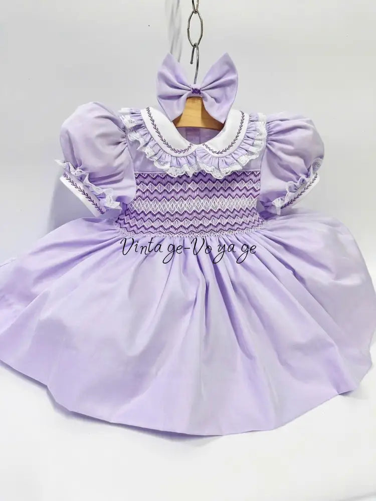 PRE-ORDER & GET IT NEXT WEEK! NEW! ANNALISE LILAC HAND-SMOCKED DRESS & HAIR ACCESSORIES Baby & Toddler Dresses