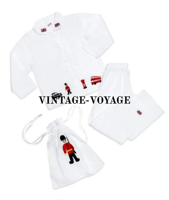 Boys ’London’ Cotton/Poplin Embroidered Pj & Gift Bag Sale 24M Pyjama Set