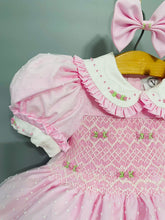 Load image into Gallery viewer, NEW SEASON &quot;TINKERBELL&quot; Pink Hand-Smocked Dress &amp; Hair Accessories
