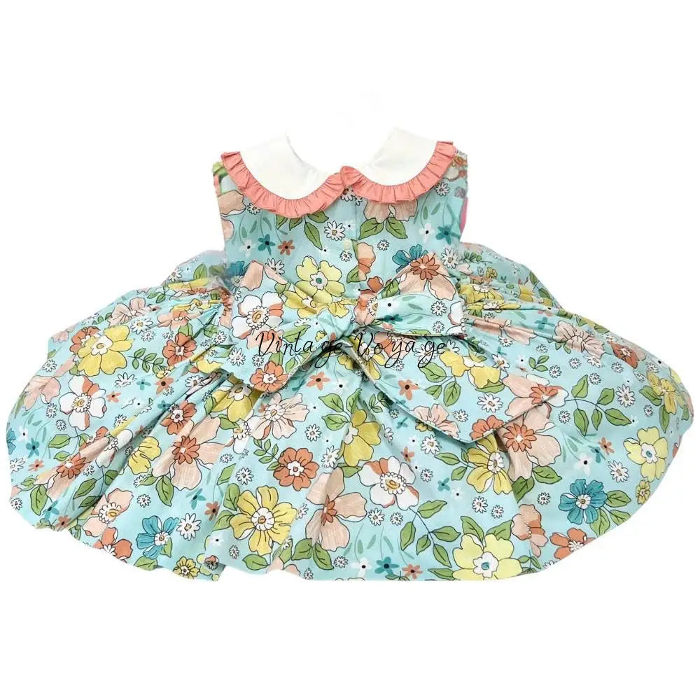 PRE-ORDER&GET NEXT WEEK‼️NEW🤩COLETTE CLASSIC COTTON MINT 🍁🌻FLORAL PRINTED DRESS KNICKERS & BOWS🎀 Baby & Toddler Dresses