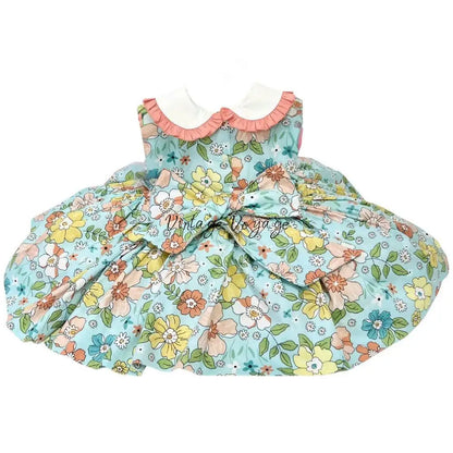 PRE-ORDER&GET NEXT WEEK‼️NEW🤩COLETTE CLASSIC COTTON MINT 🍁🌻FLORAL PRINTED DRESS KNICKERS & BOWS🎀 Baby & Toddler Dresses