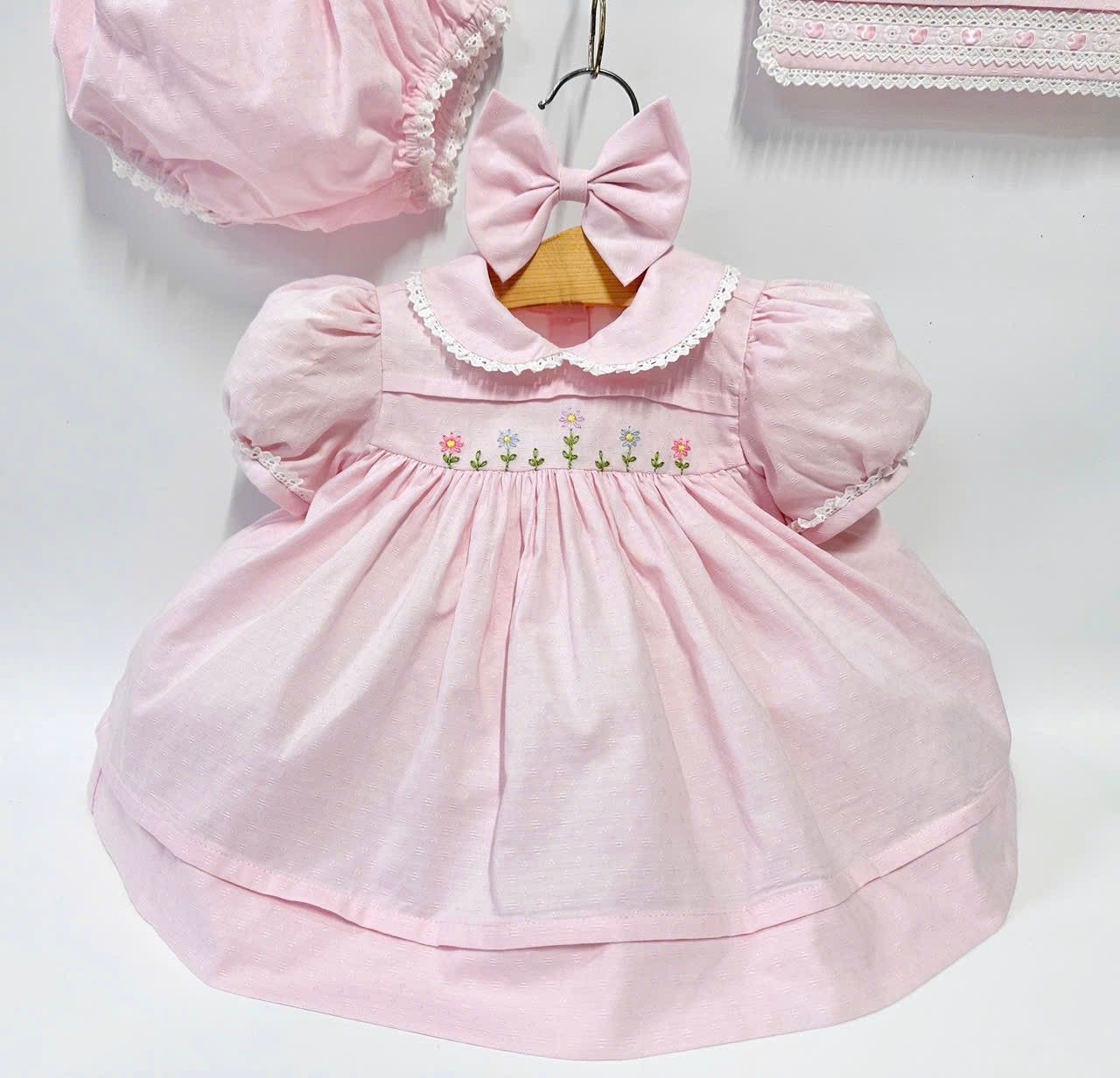PRE ORDER&GET NEXT WEEK!NEW!BLOSSOM PINK HAND EMBROIDERED DRESS,KNICKERS,BIB & HEADBAND OUTFIT Baby & Toddler Outfits