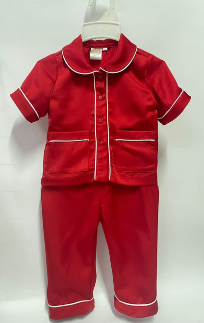 PRE-ORDER‼️NEW🎄HOLLY SILK/SATIN BOYS RED♥️DRESSING GOWN & PYJAMA SET👑 pyjama set