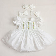 Load image into Gallery viewer, DAPHNE WHITE Hand-Embroidered Dress &amp; Hair Accessories SALE SALE SALE
