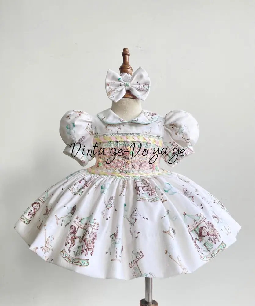 EMILY MINT HAND-SMOCKED🪡🧵DRESS PANTIES & HAIR ACCESSORIES🎀 - 3M - Baby & Toddler Dresses