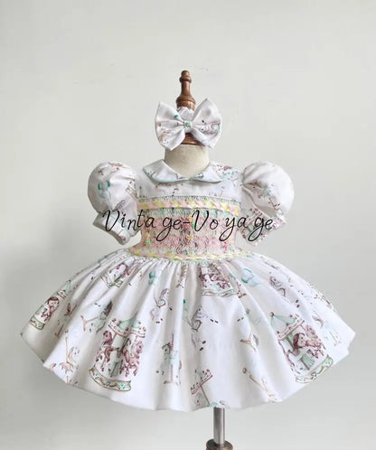 EMILY MINT HAND-SMOCKED🪡🧵DRESS PANTIES & HAIR ACCESSORIES🎀 - 3M - Baby & Toddler Dresses