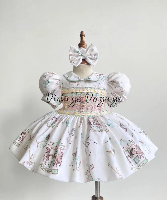 EMILY MINT HAND-SMOCKED🪡🧵DRESS PANTIES & HAIR ACCESSORIES🎀 - 3M - Baby & Toddler Dresses
