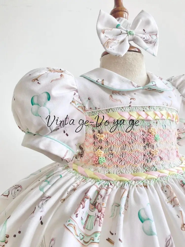EMILY MINT HAND-SMOCKED🪡🧵DRESS PANTIES & HAIR ACCESSORIES🎀 - Baby & Toddler Dresses