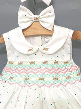 Load image into Gallery viewer, NEW SEASON! &quot;AUDREY&quot; POLKA  Hand-Smocked Sleeveless Dress &amp; Bows
