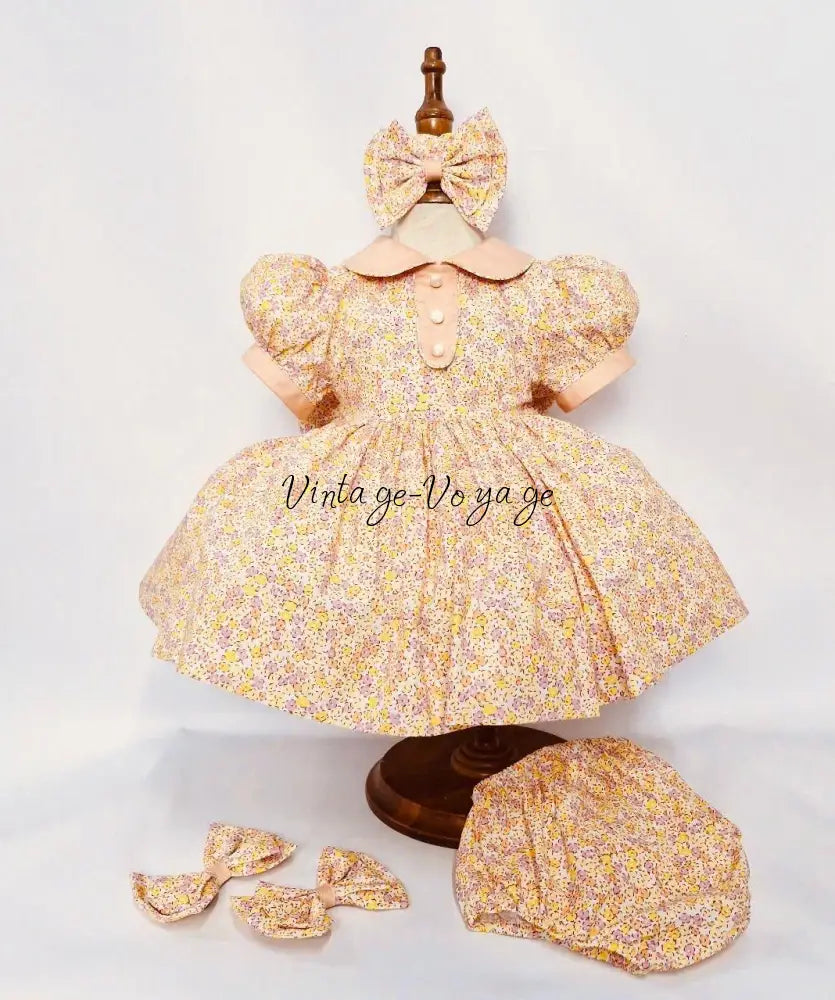 PRE-ORDER&GET NEXT WEEK! NEW! GEORGINA CLASSIC COTTON FLORAL PRINTED DRESS KNICKERS & BOWS 3M Baby & Toddler Dresses