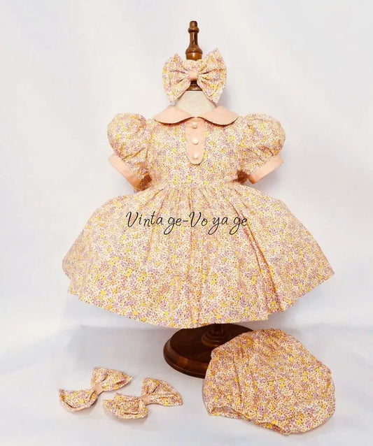 PRE-ORDER&GET NEXT WEEK! NEW! GEORGINA CLASSIC COTTON FLORAL PRINTED DRESS KNICKERS & BOWS 3M Baby & Toddler Dresses