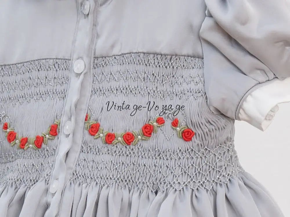 PRE ORDER! NEW HAZEL SILVER SILK/SATIN FRONT & BACK HAND SMOCKED DRESS PANTIES & HAIR ACCESSORIES Baby & Toddler Dresses