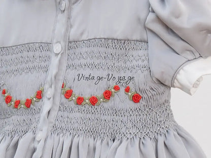 PRE ORDER! NEW HAZEL SILVER SILK/SATIN FRONT & BACK HAND SMOCKED DRESS PANTIES & HAIR ACCESSORIES Baby & Toddler Dresses