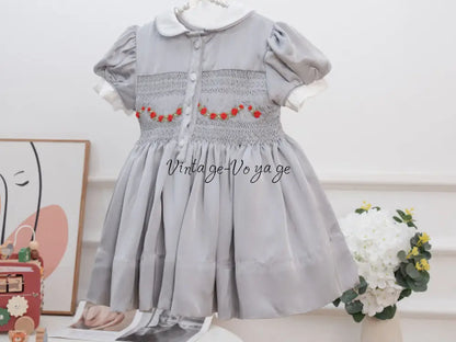 PRE ORDER! NEW HAZEL SILVER SILK/SATIN FRONT & BACK HAND SMOCKED DRESS PANTIES & HAIR ACCESSORIES Baby & Toddler Dresses