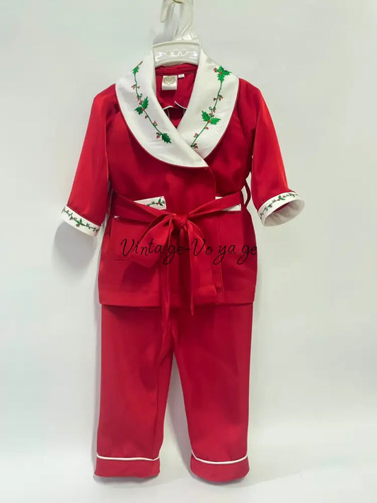 PRE-ORDER‼️NEW🎄HOLLY SILK/SATIN BOYS RED♥️DRESSING GOWN & PYJAMA SET👑 pyjama set