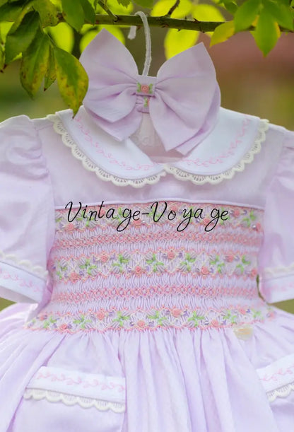 🍁ISABELLA BABY PINK 🌸 HAND-SMOCKED🧵🪡DRESS PANTIES & HAIR ACCESSORIES🎀 - Baby & Toddler Dresses