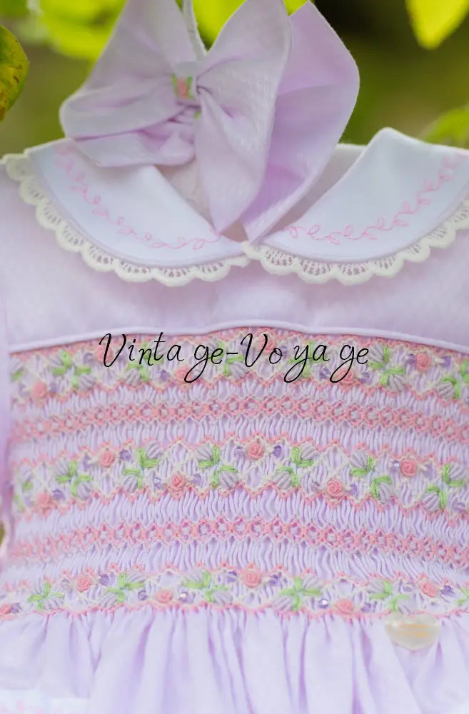 🍁ISABELLA BABY PINK 🌸 HAND-SMOCKED🧵🪡DRESS PANTIES & HAIR ACCESSORIES🎀 - Baby & Toddler Dresses